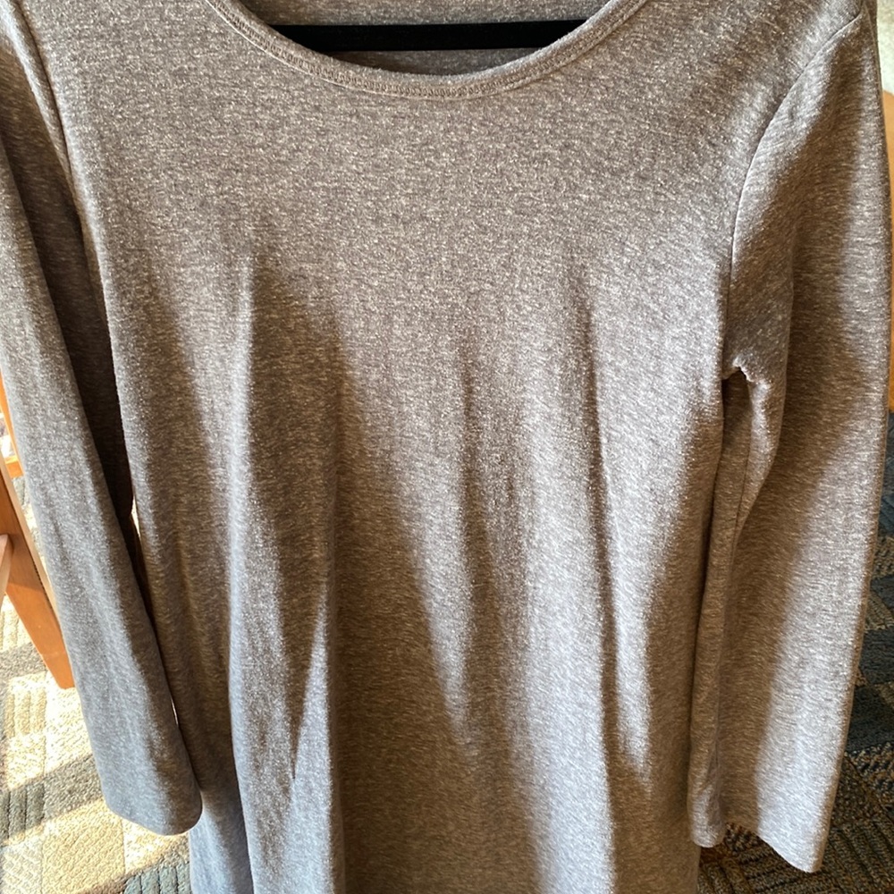 Z Supply Heathered Gray Long Sleeve Crewneck Dress